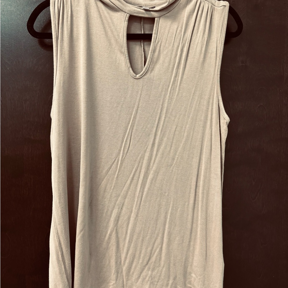 Jennifer Lopez Cream Cut Out Tank Top